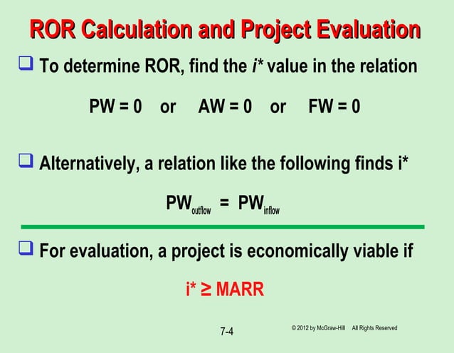 Chapter 7 ror analysis for a single alternative | PPT