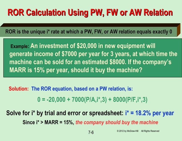 Chapter 7 ror analysis for a single alternative | PPT