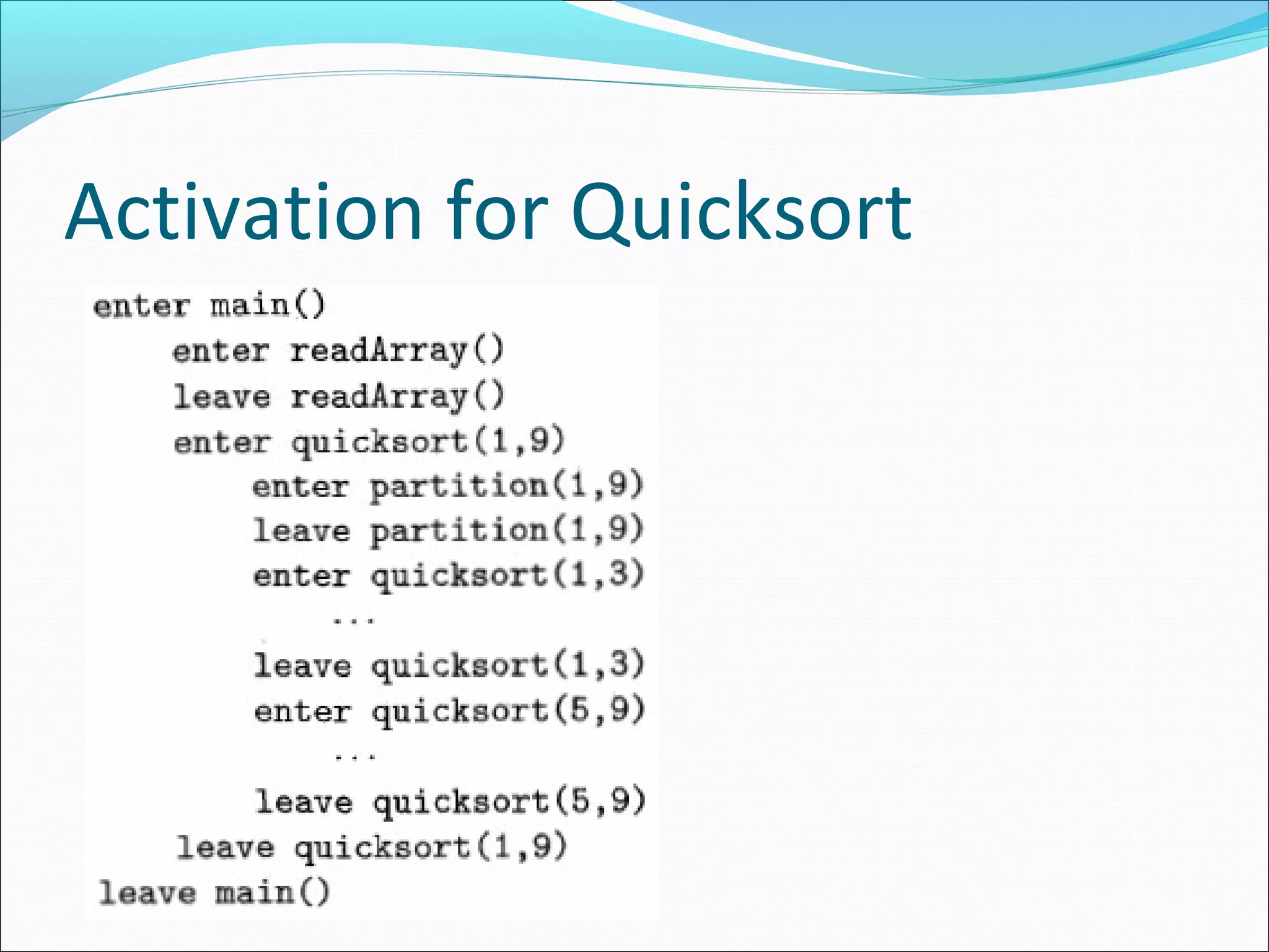 Activation for Quicksort
 