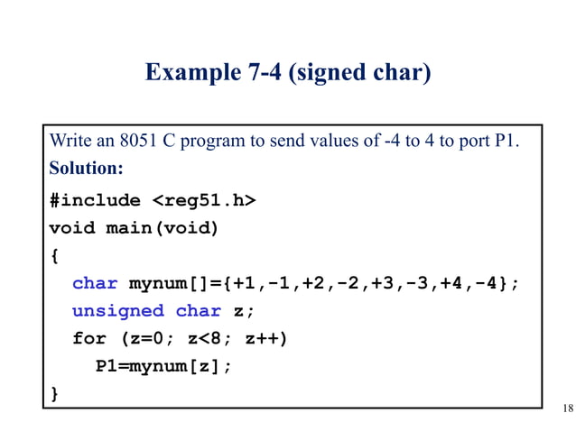 Chapter 7 8051 programming in c