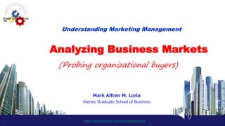 Analyzing Business Markets
Mark Alfren M. Loria
Ateneo Graduate School of Business
Understanding Marketing Management
https://www.linkedin.com/in/markalfrenloria
(Probing organizational buyers)
 