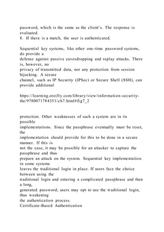CHAPTER 7 Authentication and Authorization On | DOCX