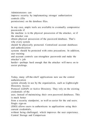 CHAPTER 7 Authentication and Authorization On | DOCX