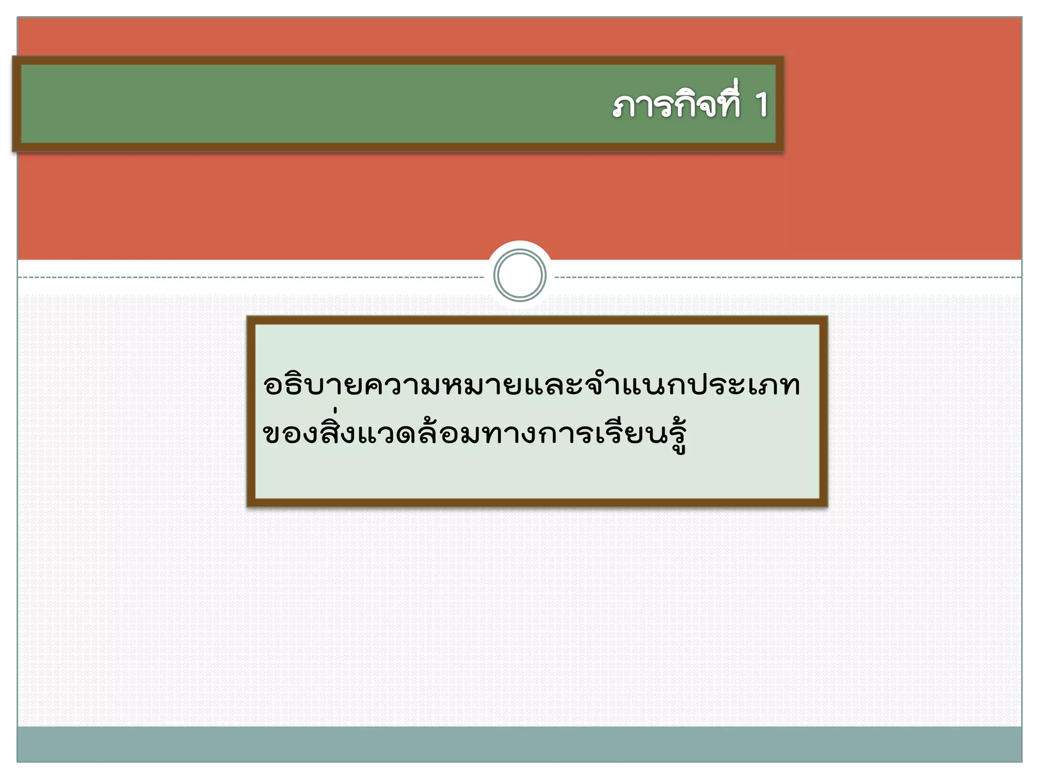 อธิบายความหมายและจาแนกประเภท ของสิ่งแวดล้อมทางการเรียนรู้  