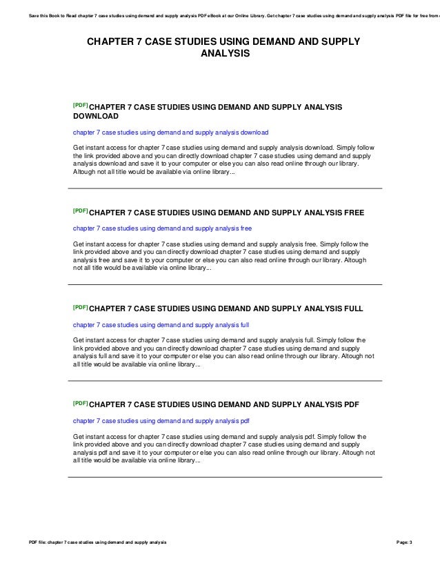 Demand And Supply Case Study Questions