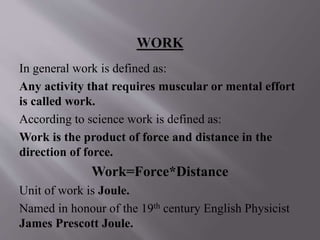 ENERGY Chapter - 7 General Science 9th 10th | PPTX