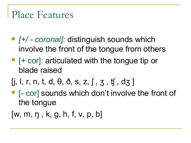 Phonology Chapter 7 Features