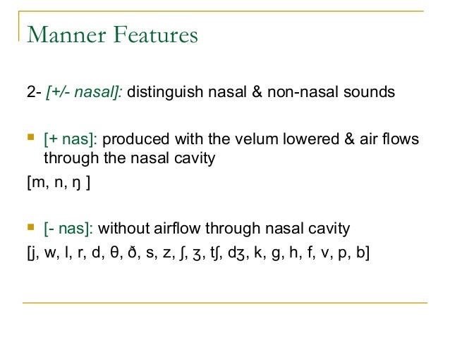 Phonology Chapter 7 Features