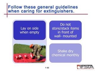 Follow these general guidelines
when caring for extinguishers.
7–65
 