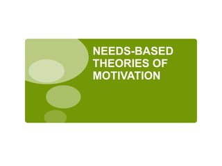 NEEDS-BASED
THEORIES OF
MOTIVATION
 