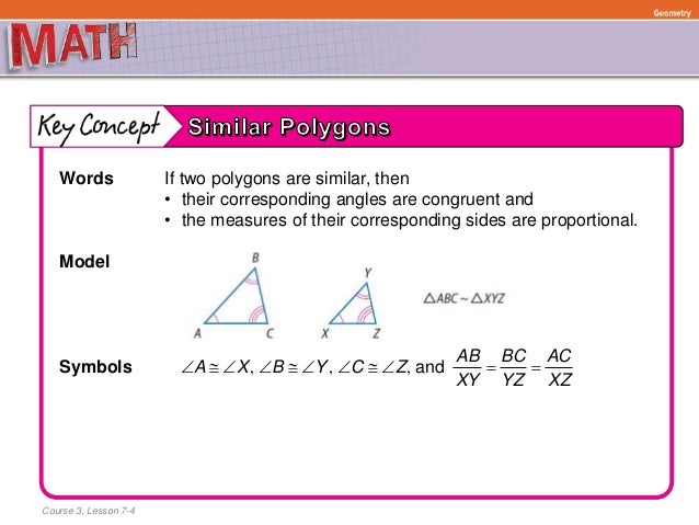 8 Lesson 7 4 Properties Of Similar Polygons