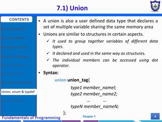 User Defined Datatypes in C++ (Union, enum, class) | PPTX | Programming ...