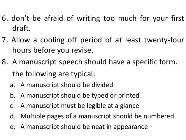How do you write a manuscript speech?