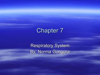 Chapter 7 Respiratory System By: Norma Gongora 
