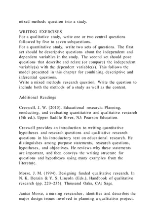 CHAPTER 7 RESEARCH QUESTIONS AND HYPOTHESESInvestigators place | DOCX