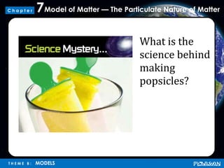 Model of Matter — The Particulate Nature of Matter7
T H E M E B : MODELS
C h a p t e r
What is the
science behind
making
popsicles?
 