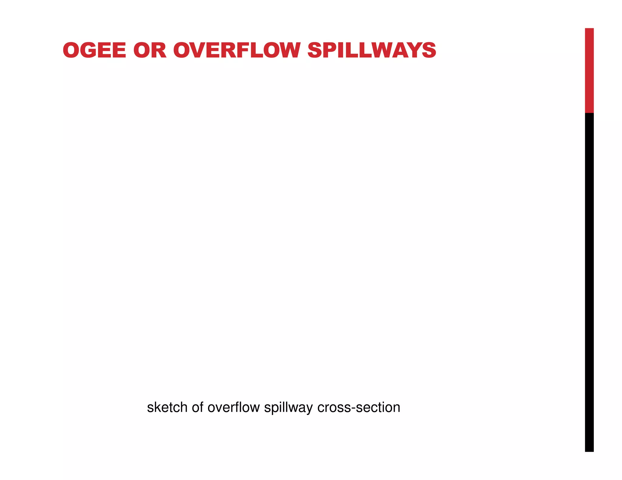 OGEE OR OVERFLOW SPILLWAYS
sketch of overflow spillway cross-section
 