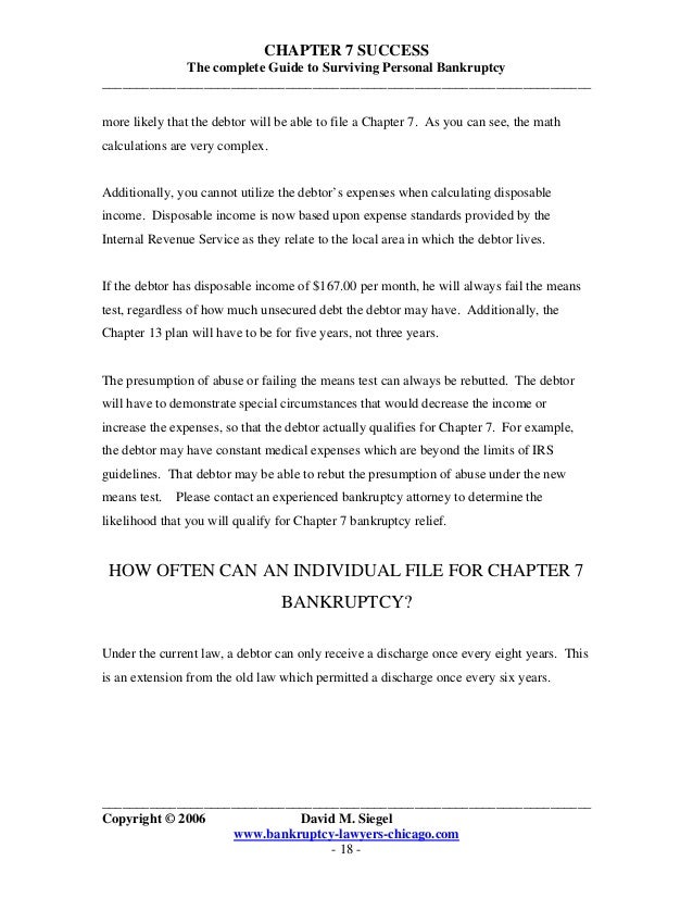 bankruptcy chapter 7 success by david m siegel