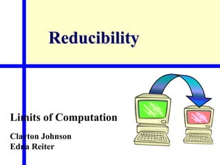 Reducibility
Limits of Computation
Clayton Johnson
Edna Reiter
 