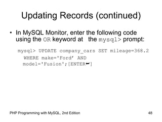 Database Programming With My Sql Chapter 7 working with databases and my sql | PPT