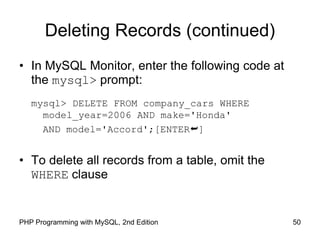 Database Programming With My Sql Chapter 7 working with databases and my sql | PPT