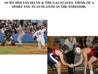 AS WE DISCUSS SELYE & THE GAS STAGES, THINK OF A SPORT YOU PLAY/PLAYED AS THE STRESSOR. 
