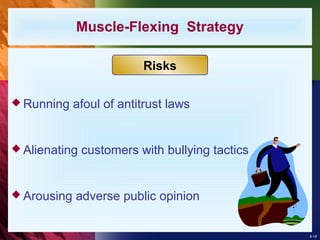 8-18
 Running afoul of antitrust laws
 Alienating customers with bullying tactics
 Arousing adverse public opinion
Muscle-Flexing Strategy
Risks
 