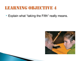    Explain what “taking the Fifth” really means.
 