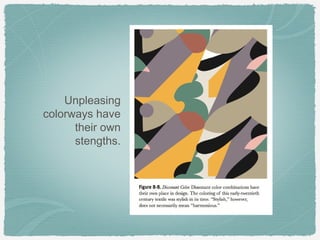 Unpleasing
colorways have
      their own
      stengths.
 