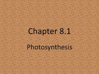 Chapter 8.1
Photosynthesis
 