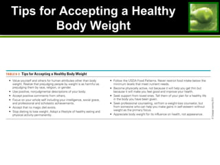Tips for Accepting a Healthy
Body Weight
 