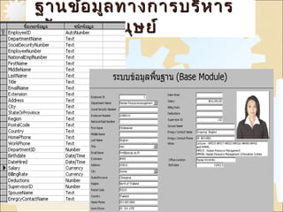 ฐานขข้้อมมูลูลททาางกกาารบรริิหหาาร 
ทรรััพยยาากรมนนุษุษยย์์ 
 