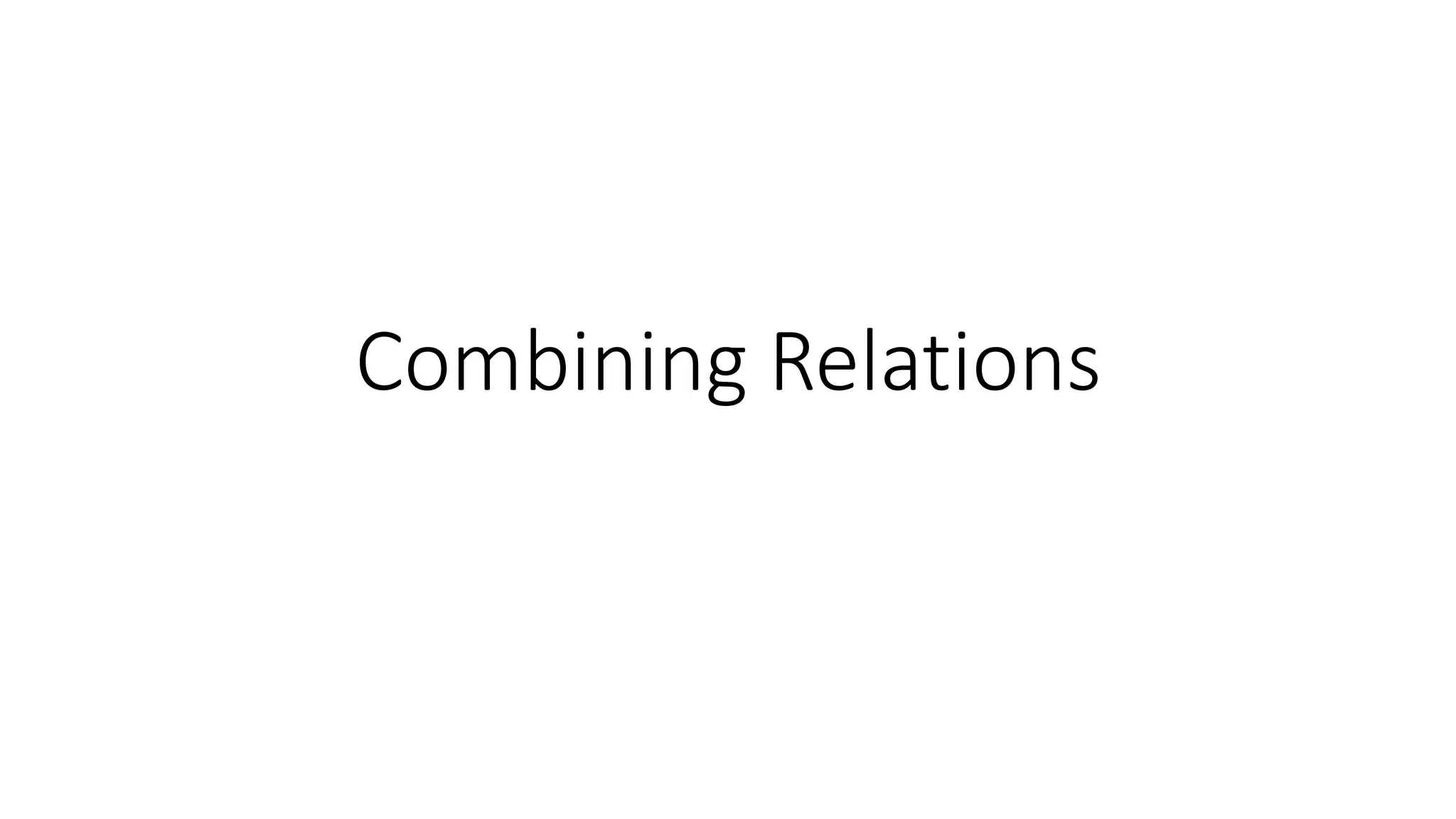 Combining Relations
 