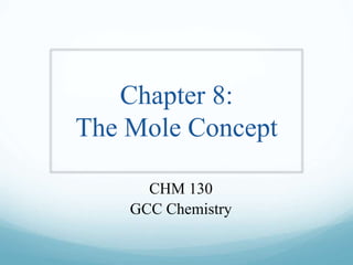 Chapter 8:
The Mole Concept
CHM 130
GCC Chemistry
 