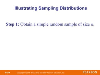 Copyright © 2014, 2013, 2010 and 2007 Pearson Education, Inc.
8-10
Illustrating Sampling Distributions
Step 1: Obtain a simple random sample of size n.
 