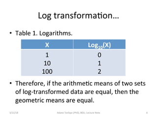 Log Tranlation Math Data transformations log transformations | PDF