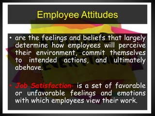 Chapter 8 & 9: Empowerment and Participation & Employee Attitudes and their Effects
