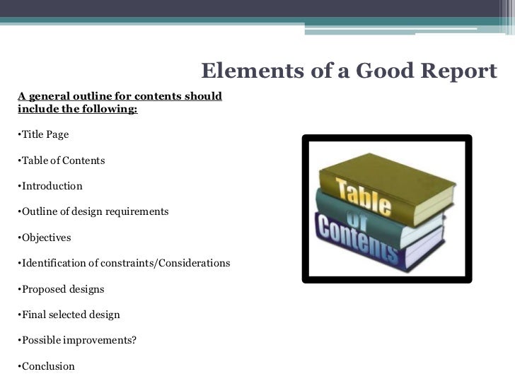 Chapter 8 elements of a good report