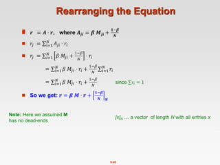 8.40
Rearranging the Equation

[x]N … a vector of length N with all entries x
Note: Here we assumed M
has no dead-ends
 