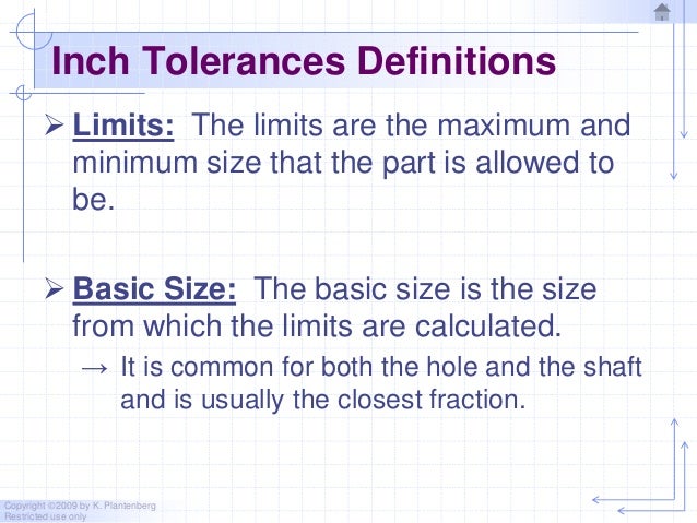 Basic Hole System Tolerance Chart