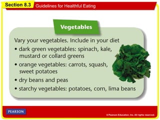 Section 8.3 Guidelines for Healthful Eating
 