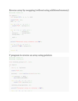 array reverse | reverse an array without using extra... Chapter 8 c solution | DOCX