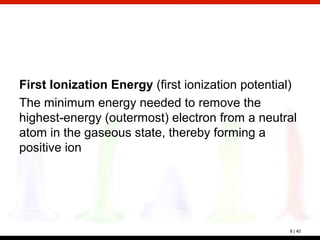 First Ionisation Chapter 8 electron configuration and periodicity (1) | PPT