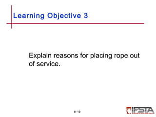 Explain reasons for placing rope out
of service.
Learning Objective 3
8–19
 