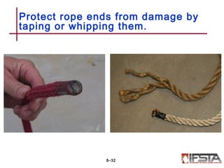 Protect rope ends from damage by
taping or whipping them.
8–32
 