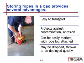Storing ropes in a bag provides
several advantages.
8–45
 
