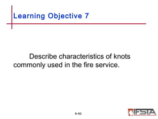 Describe characteristics of knots
commonly used in the fire service.
Learning Objective 7
8–62
 