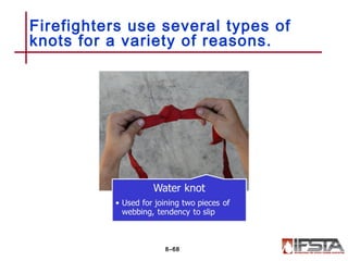 Firefighters use several types of
knots for a variety of reasons.
8–68
 