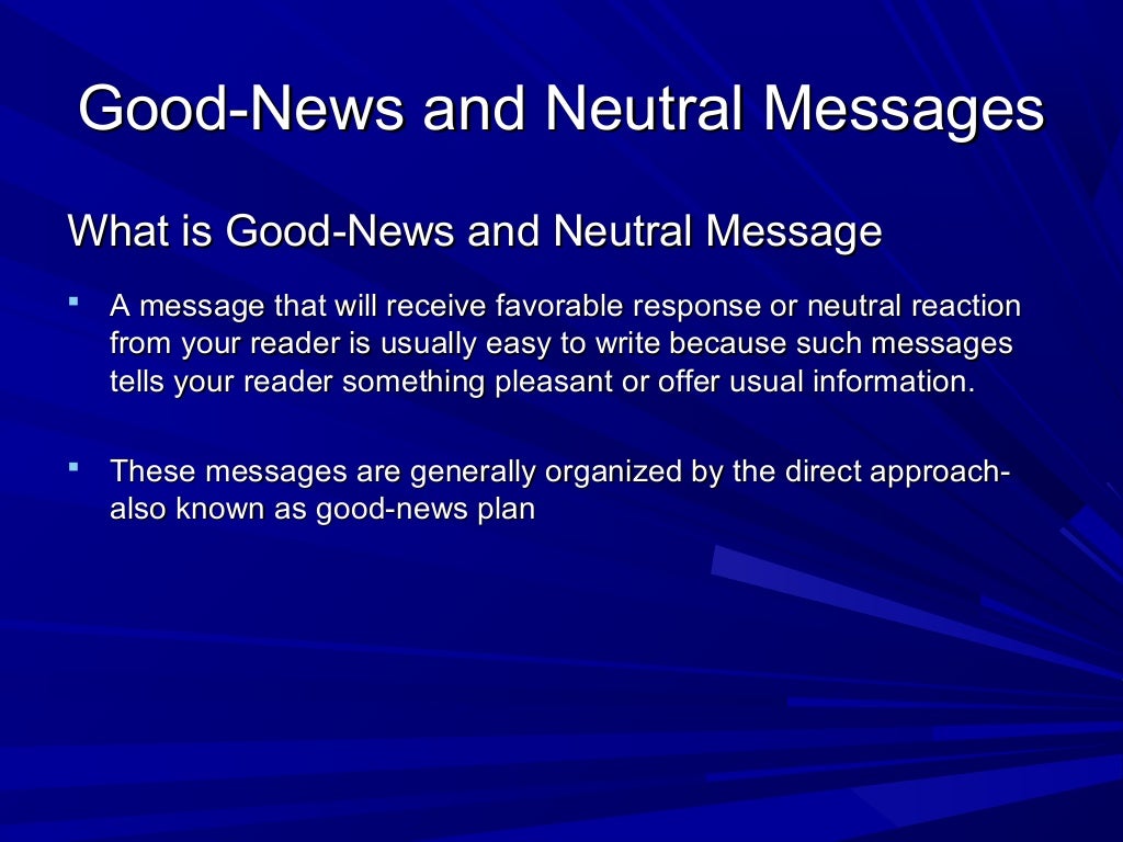 Chapter 8,good news and neutral messages