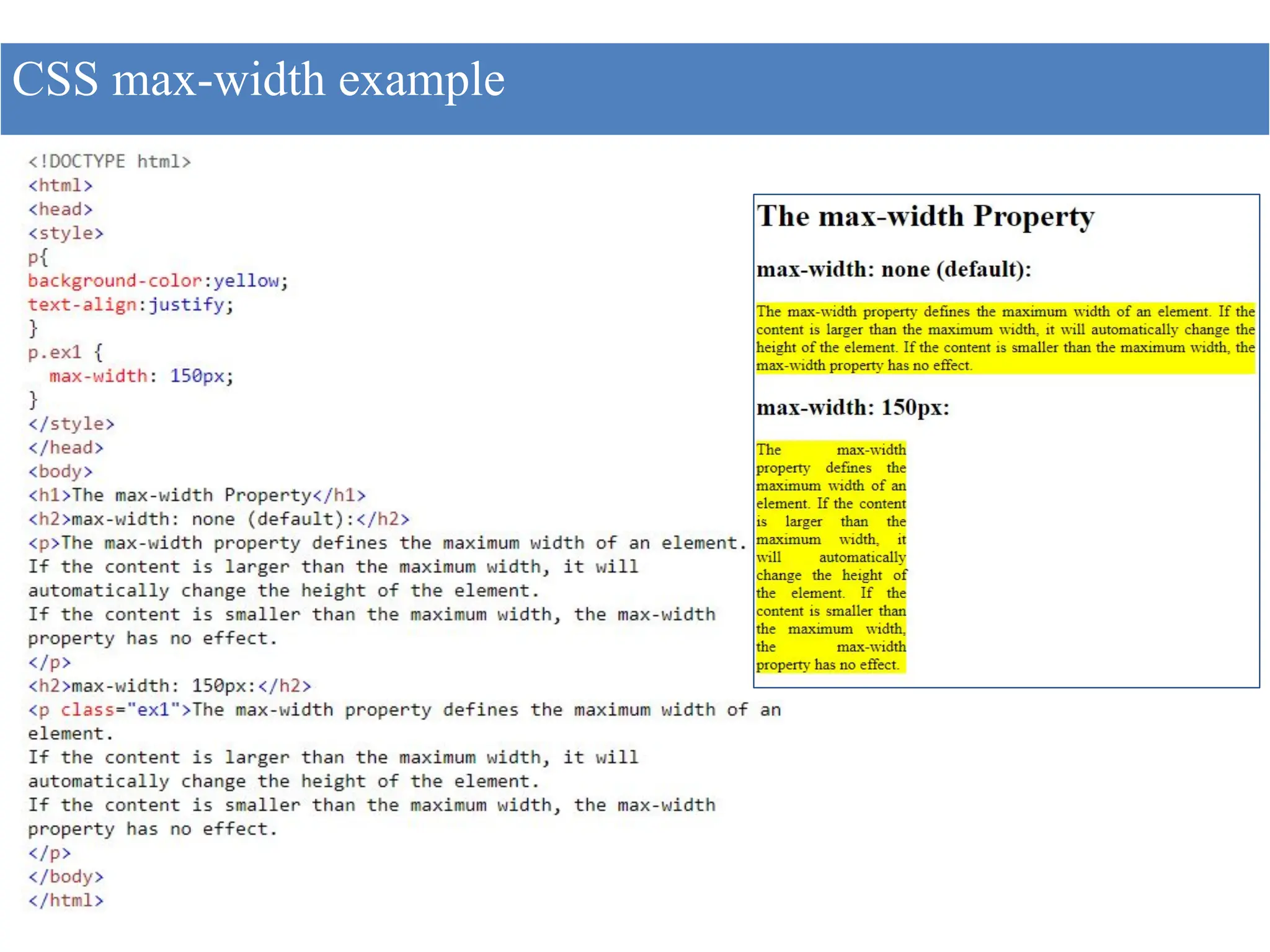 CSS max-width example
 